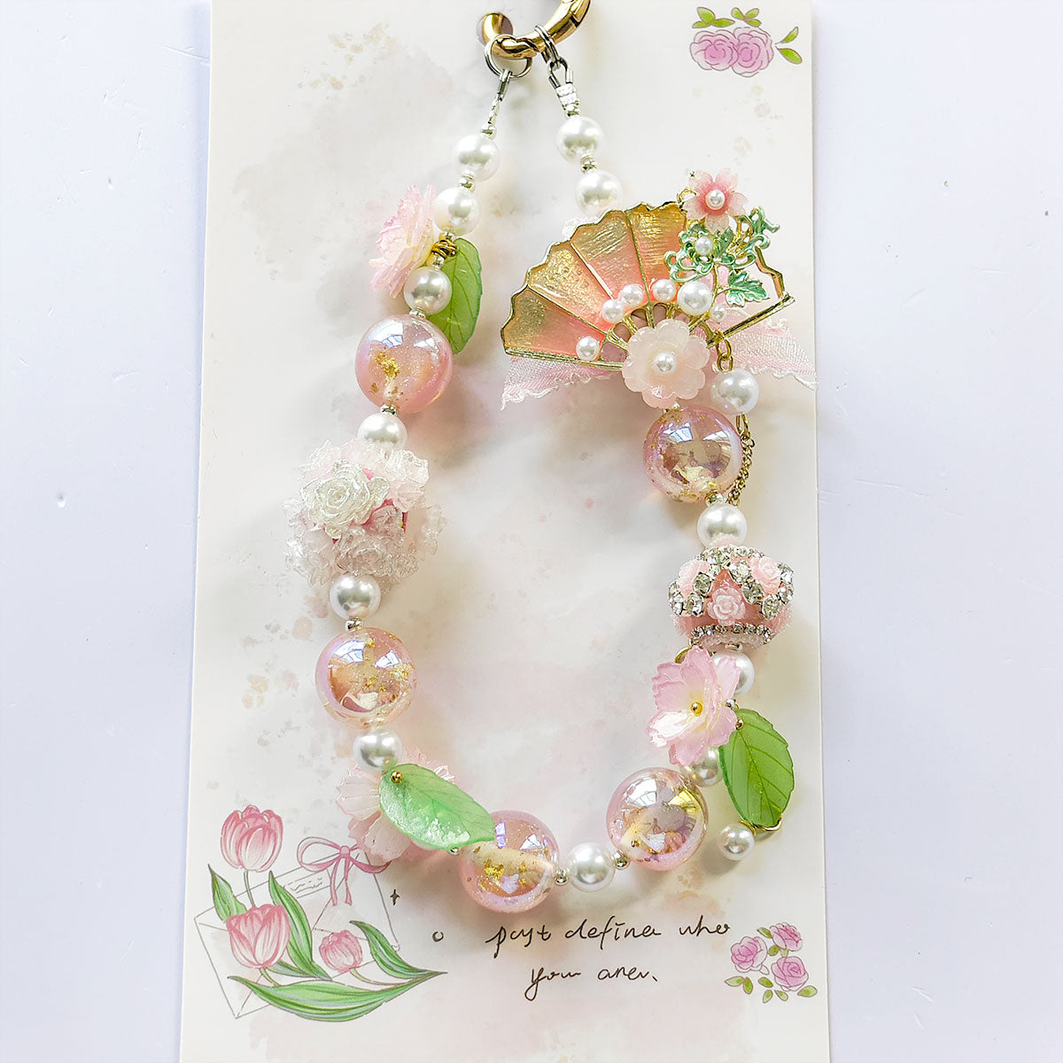 1pc Fanshaped Fancy beads Mobile Phone, Lanyard, Mobile Phone Charm, Camera Decoration, Key Chain, Bag, Pendant, Designed For Women