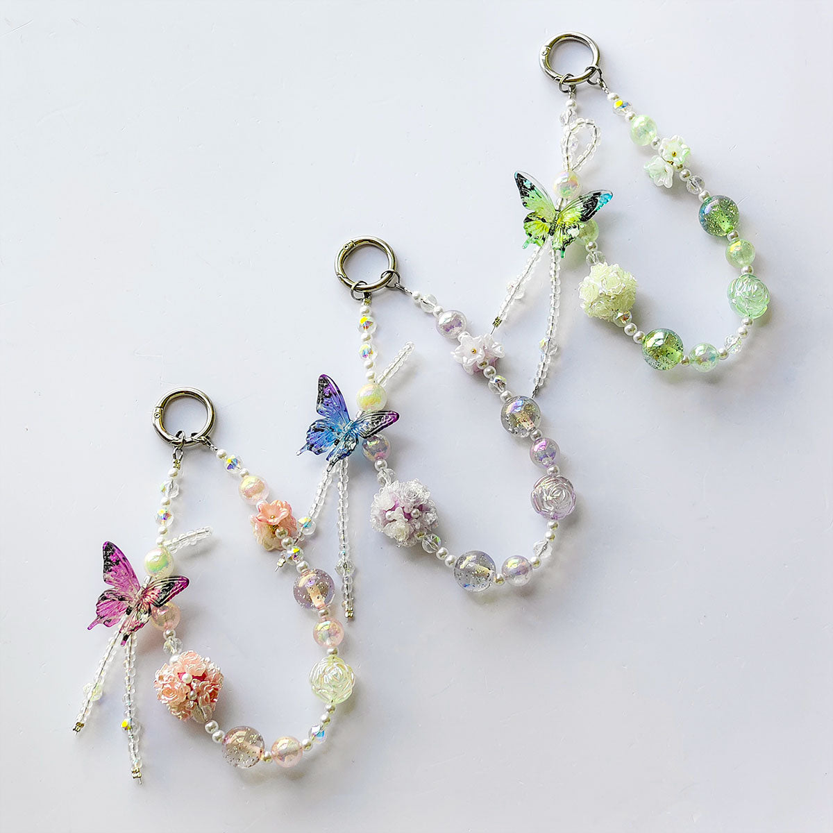 1 Pc Colourful Butterfly Mobile Phone Lanyard Mobile Phone Pendant Mobile Phone Charm Compatible Bag Decoration Key Chain Specially Designed For Women Fashionable And Beautiful Sparkling Gifts For Mother, Family, Friends, Birthday, Holiday Phone Chain