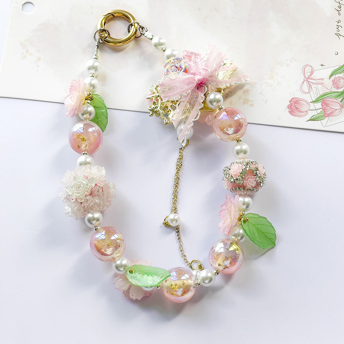 1pc Fanshaped Fancy beads Mobile Phone, Lanyard, Mobile Phone Charm, Camera Decoration, Key Chain, Bag, Pendant, Designed For Women