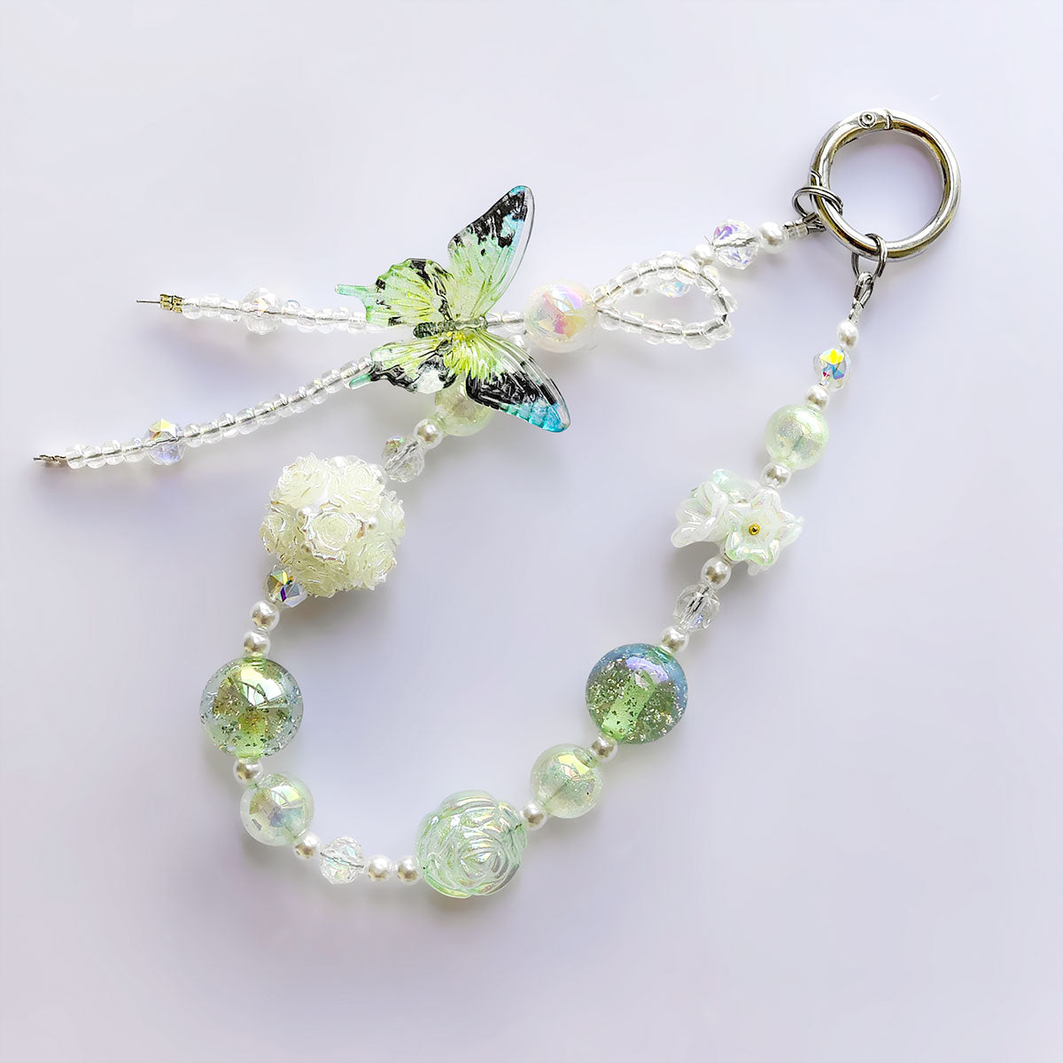 1 Pc Colourful Butterfly Mobile Phone Lanyard Mobile Phone Pendant Mobile Phone Charm Compatible Bag Decoration Key Chain Specially Designed For Women Fashionable And Beautiful Sparkling Gifts For Mother, Family, Friends, Birthday, Holiday Phone Chain