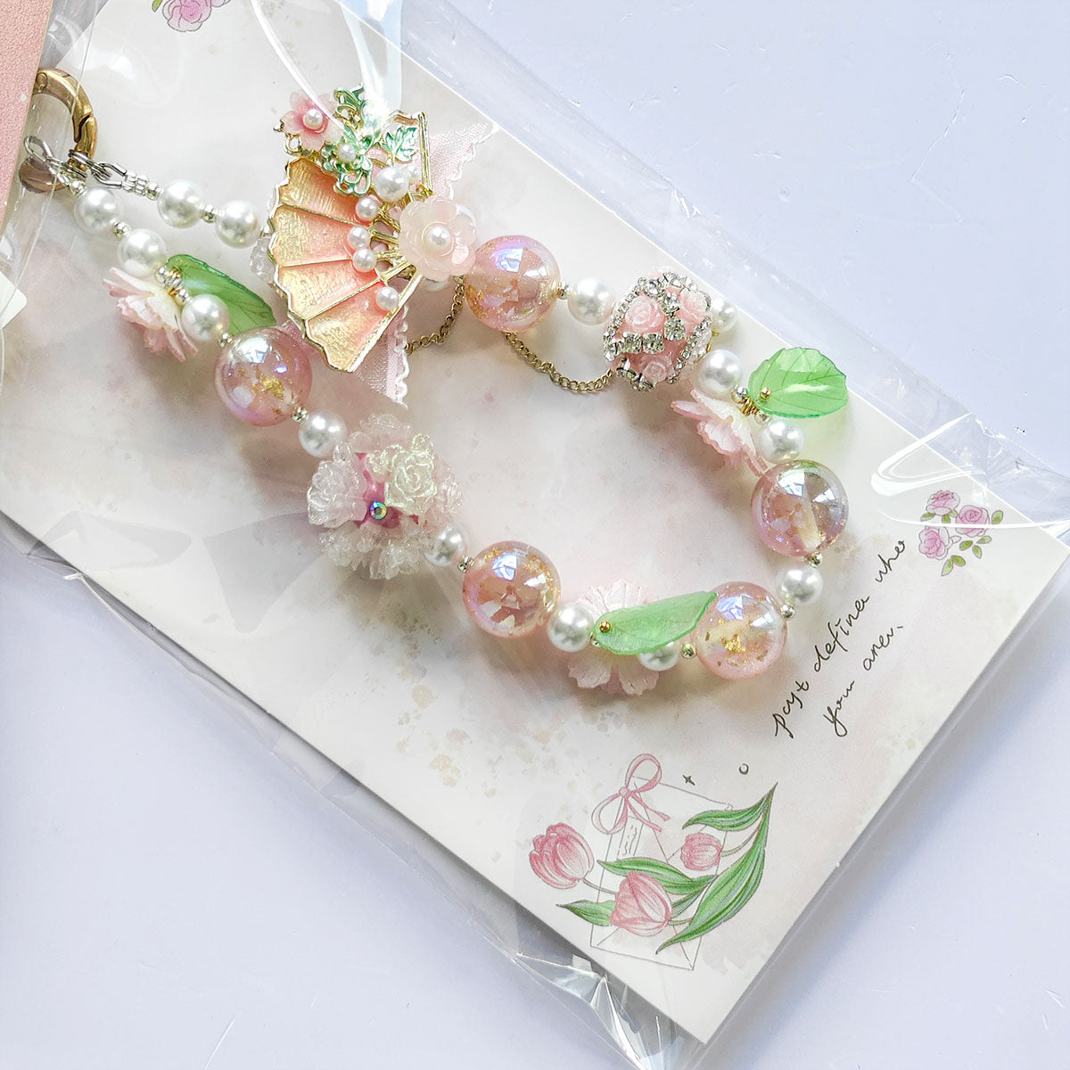 1pc Fanshaped Fancy beads Mobile Phone, Lanyard, Mobile Phone Charm, Camera Decoration, Key Chain, Bag, Pendant, Designed For Women