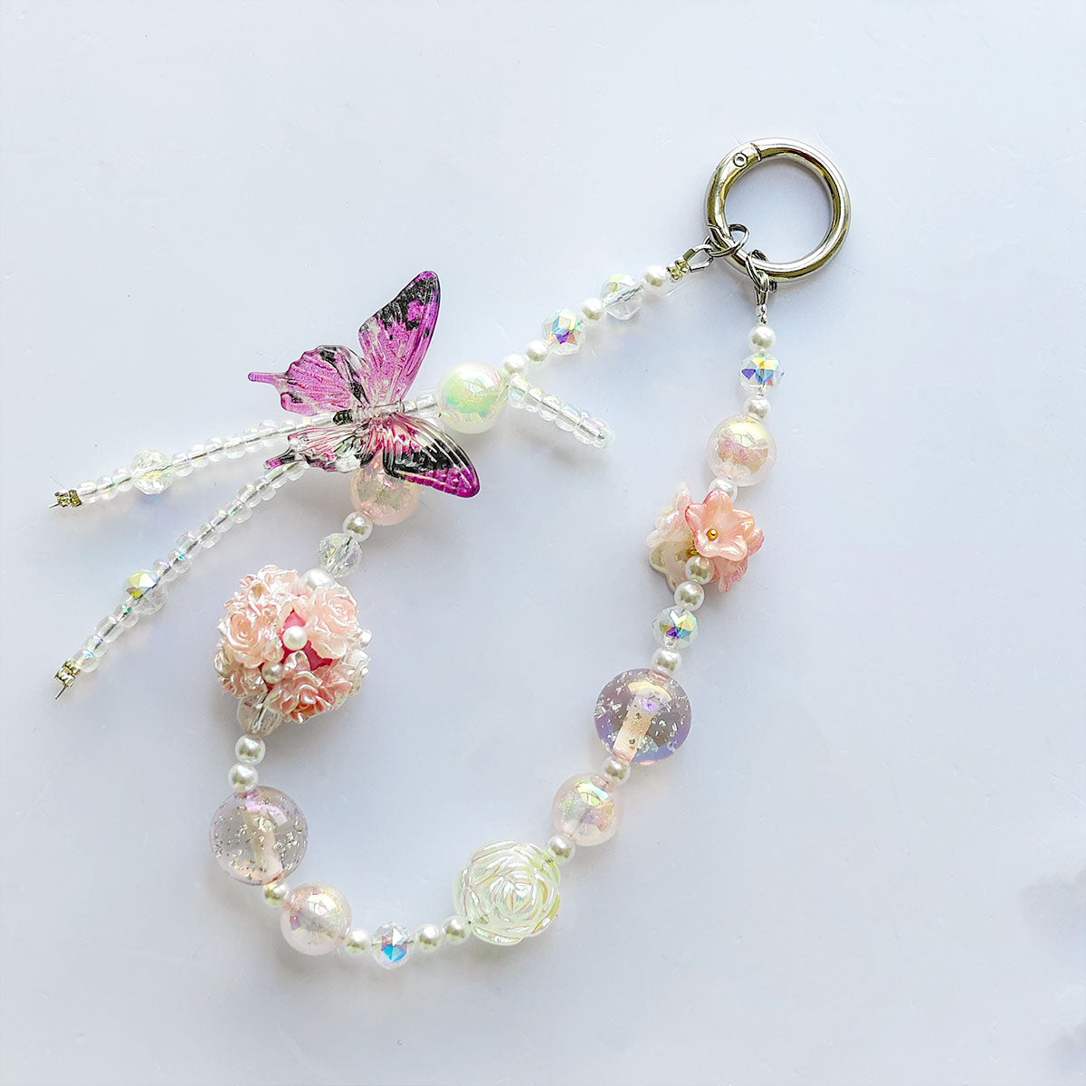 1 Pc Colourful  Butterfly  Mobile Phone Lanyard Mobile Phone Pendant Mobile Phone Charm Compatible Bag Decoration Key Chain Specially Designed For Women Fashionable And Beautiful  Sparkling Gifts For Mother, Family, Friends, Birthday, Holiday Phone Chain